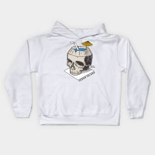 Cedar Island, NC Summertime Vacationing Skull Drink Kids Hoodie